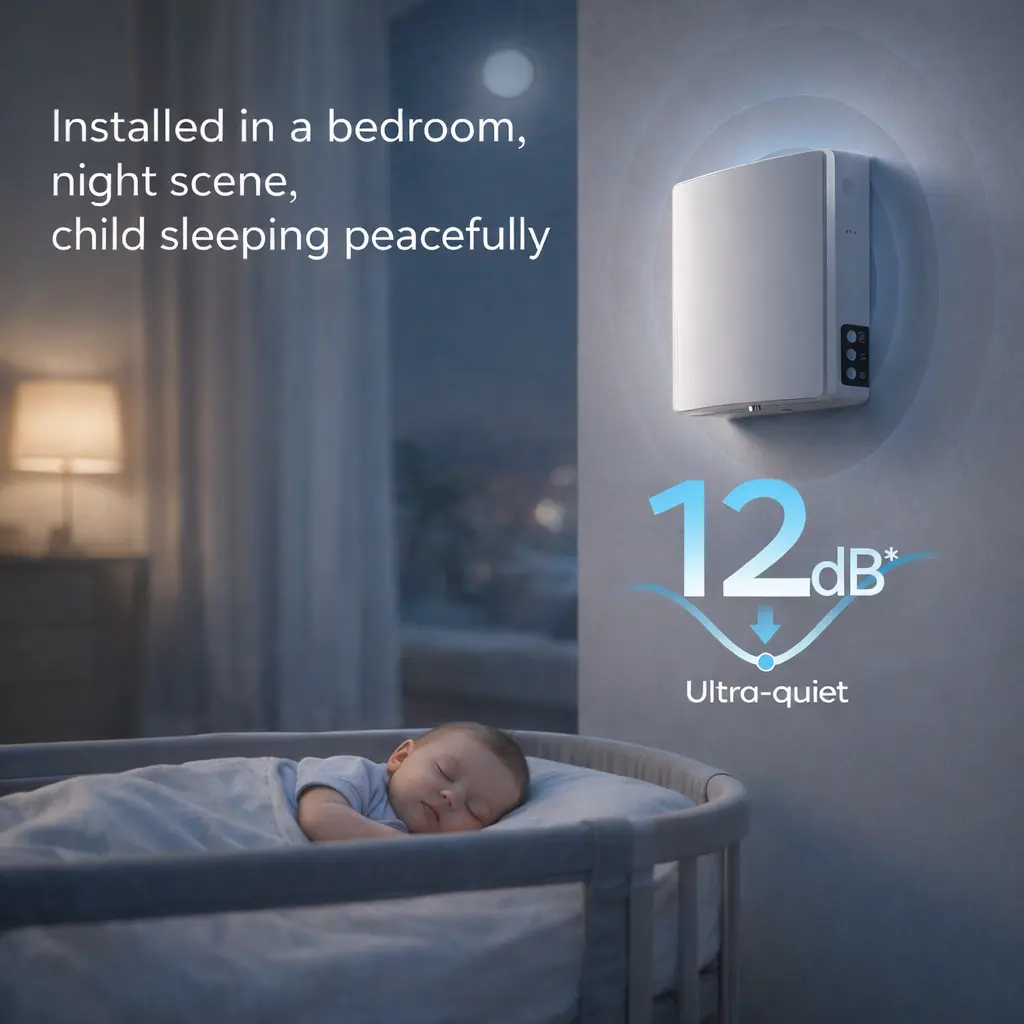 Tyst ventilation - sovande bebis